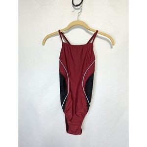Speedo Maroon Revolve Splice Energy One-Piece Swimsuit Size 30 XS Flex Eco